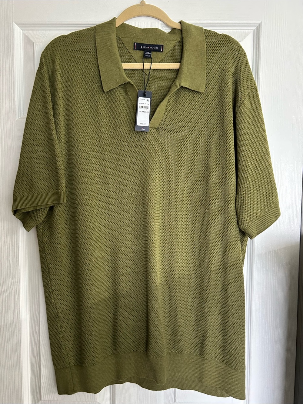 Tommy Hilfiger Olive Green Mesh Knit Polo